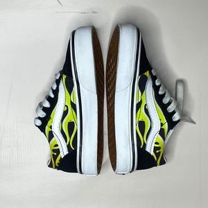 Vans Black & Neon Green Slim Old Skool Shoes Size 10.5 boys